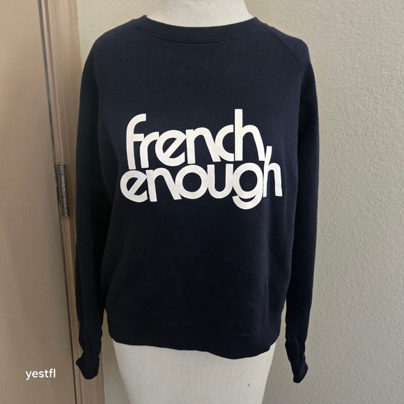 Sezane Navy French Enough pullover Sweatshirt S - Picture 2 of 6